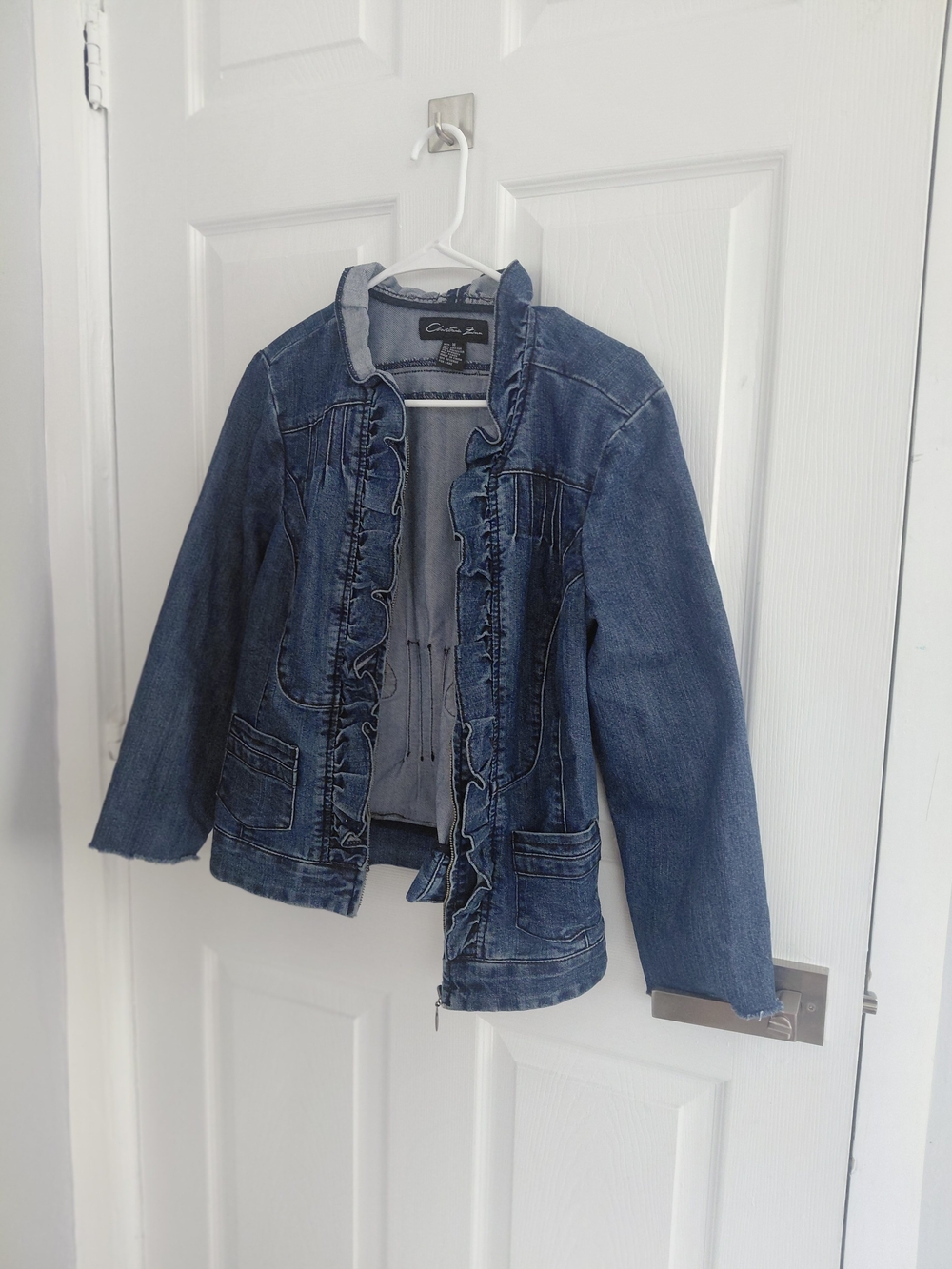 Blue Denim Ruffle-Trim Jacket - Picture 2 of 3